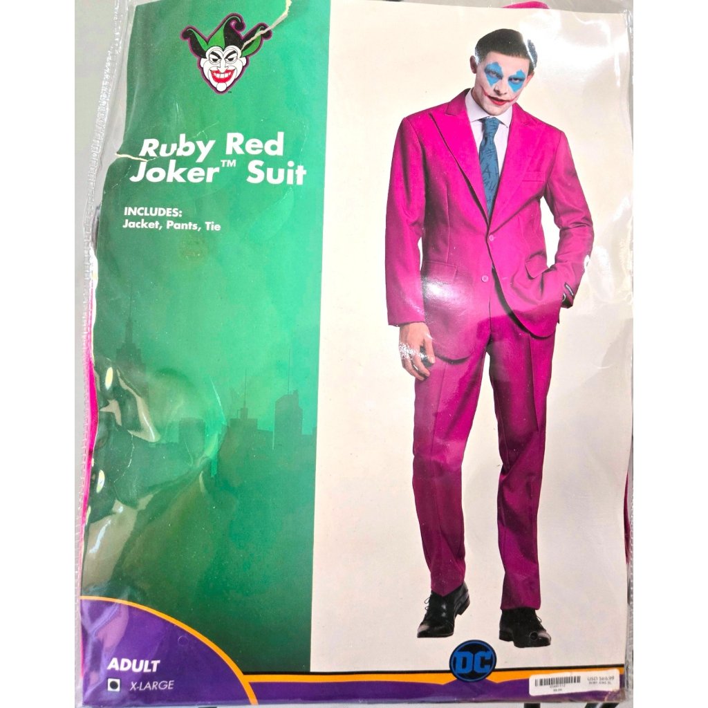 Ruby Red The Joker Spirit Halloween Costume Adult Xl 46-48 Fuchsia Suit Batman